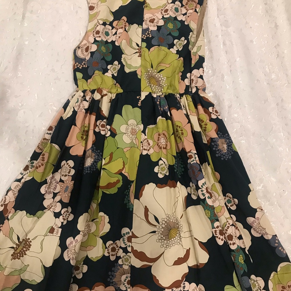 Bijou Sauvage Girls Floral Navy Dress with Green & Cream Blooms NWT - Picture 4 of 4